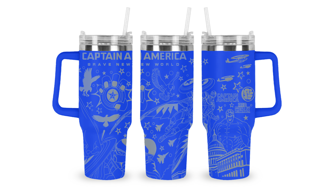 CAPTAIN AMERICA BRAVE NEW WORLD ENGRAVED TUMBLER DESIGN