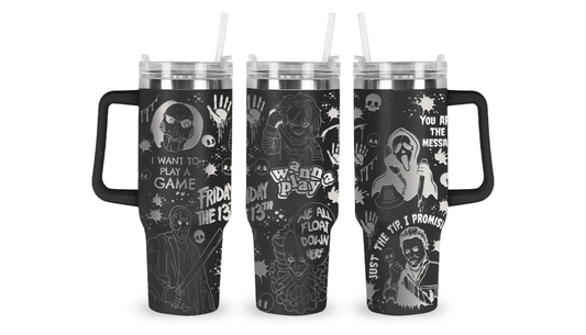 HORROR MOVIES ENGRAVED TUMBLER DESIGN