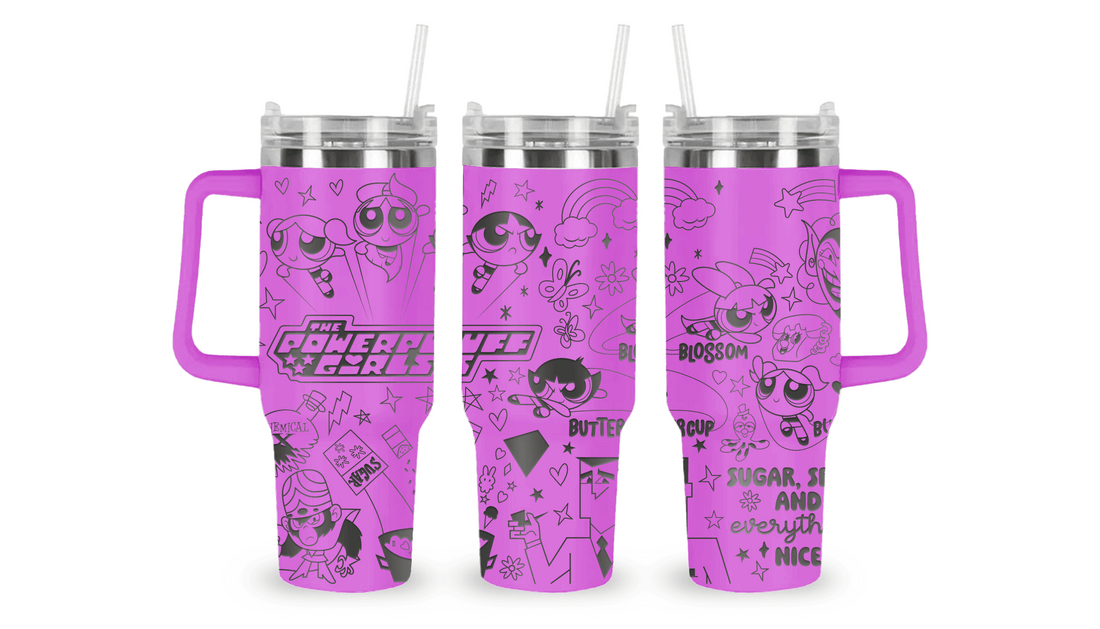 POWERPUFF GIRLS ENGRAVED TUMBLER DESIGN