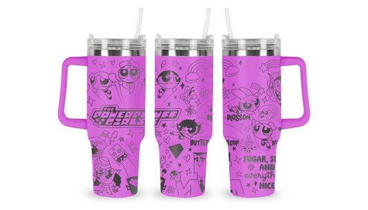 POWERPUFF GIRLS ENGRAVED TUMBLER DESIGN